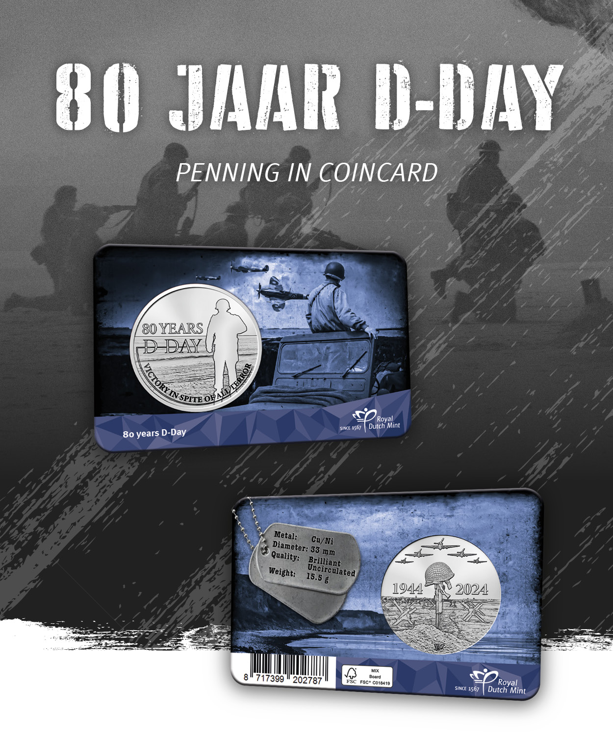 80 jaar D-day penning in coincard