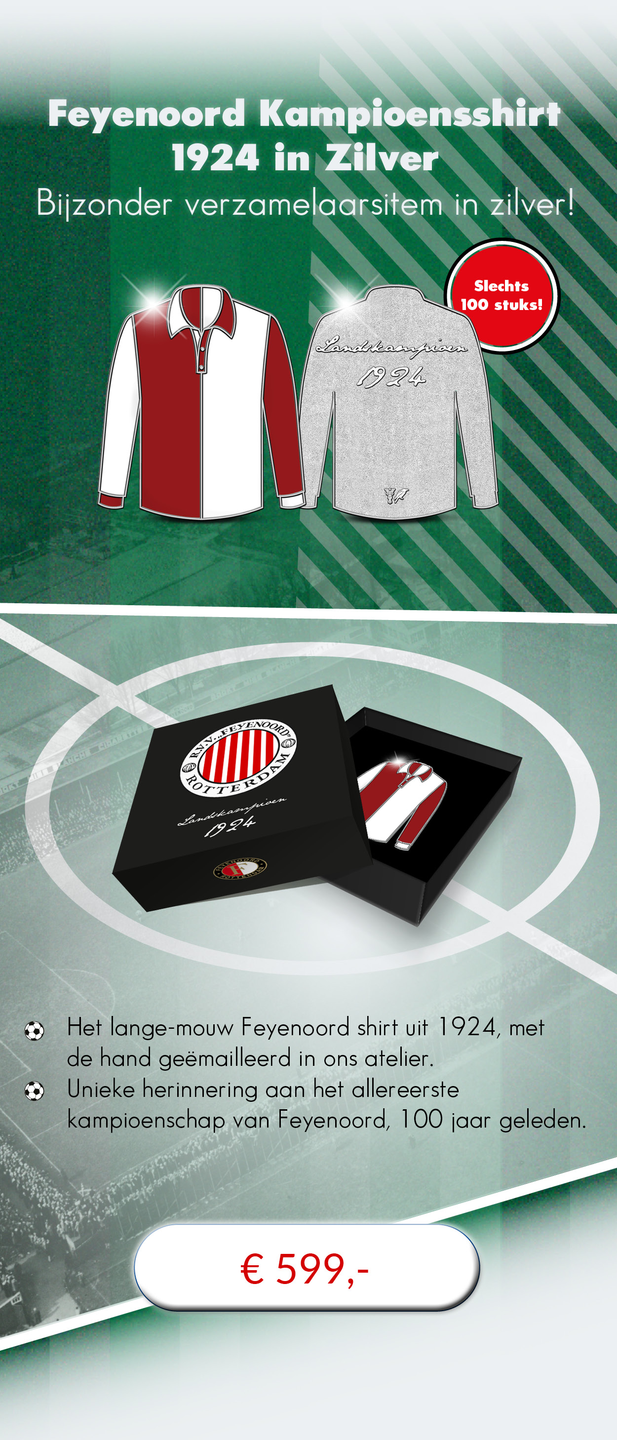 Feyenoord Kampioensshirt 1924 in Zilver