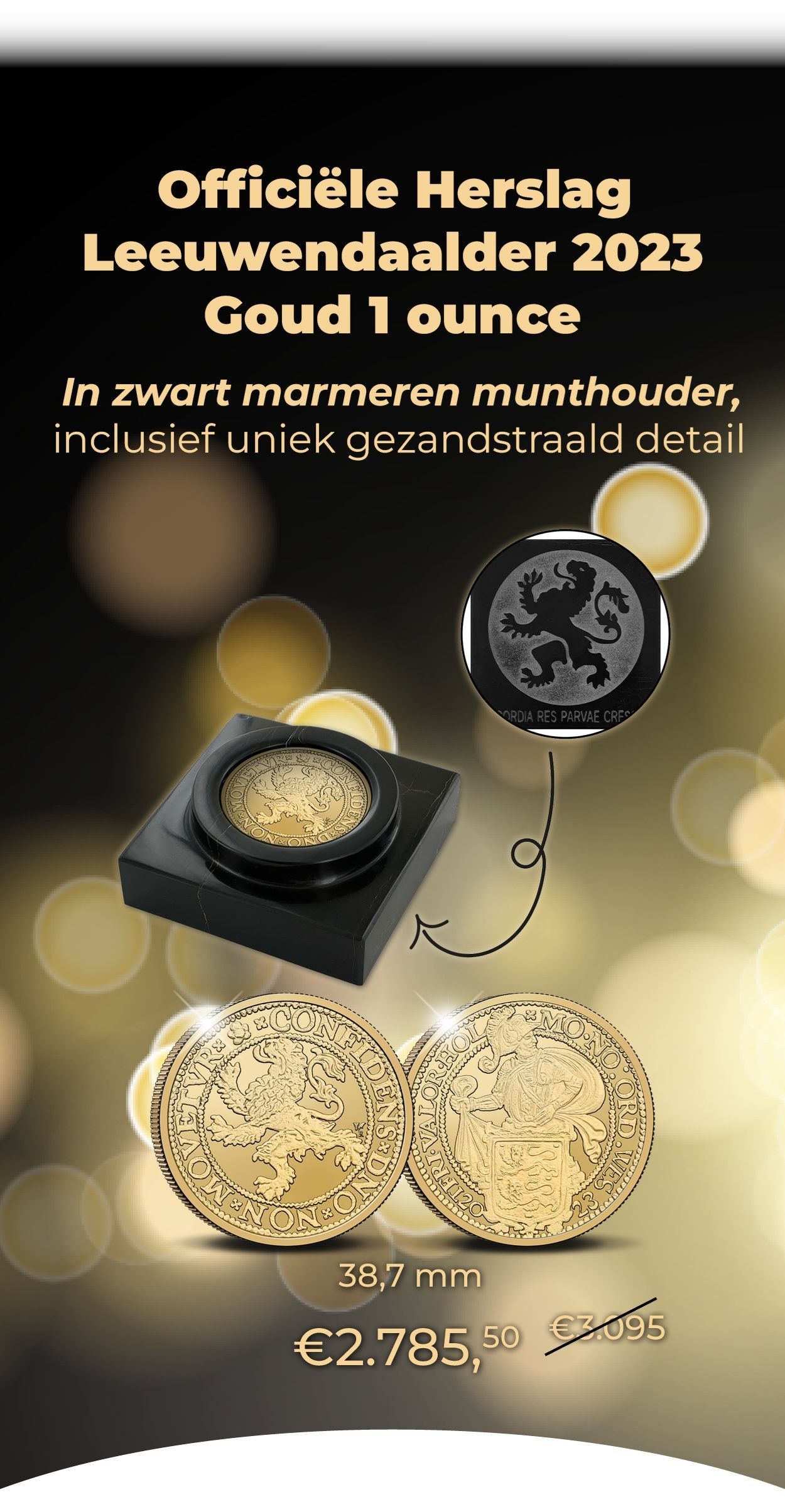 OfficiÃ«le Herslag Leeuwendaalder 2023 Goud 1 ounce
