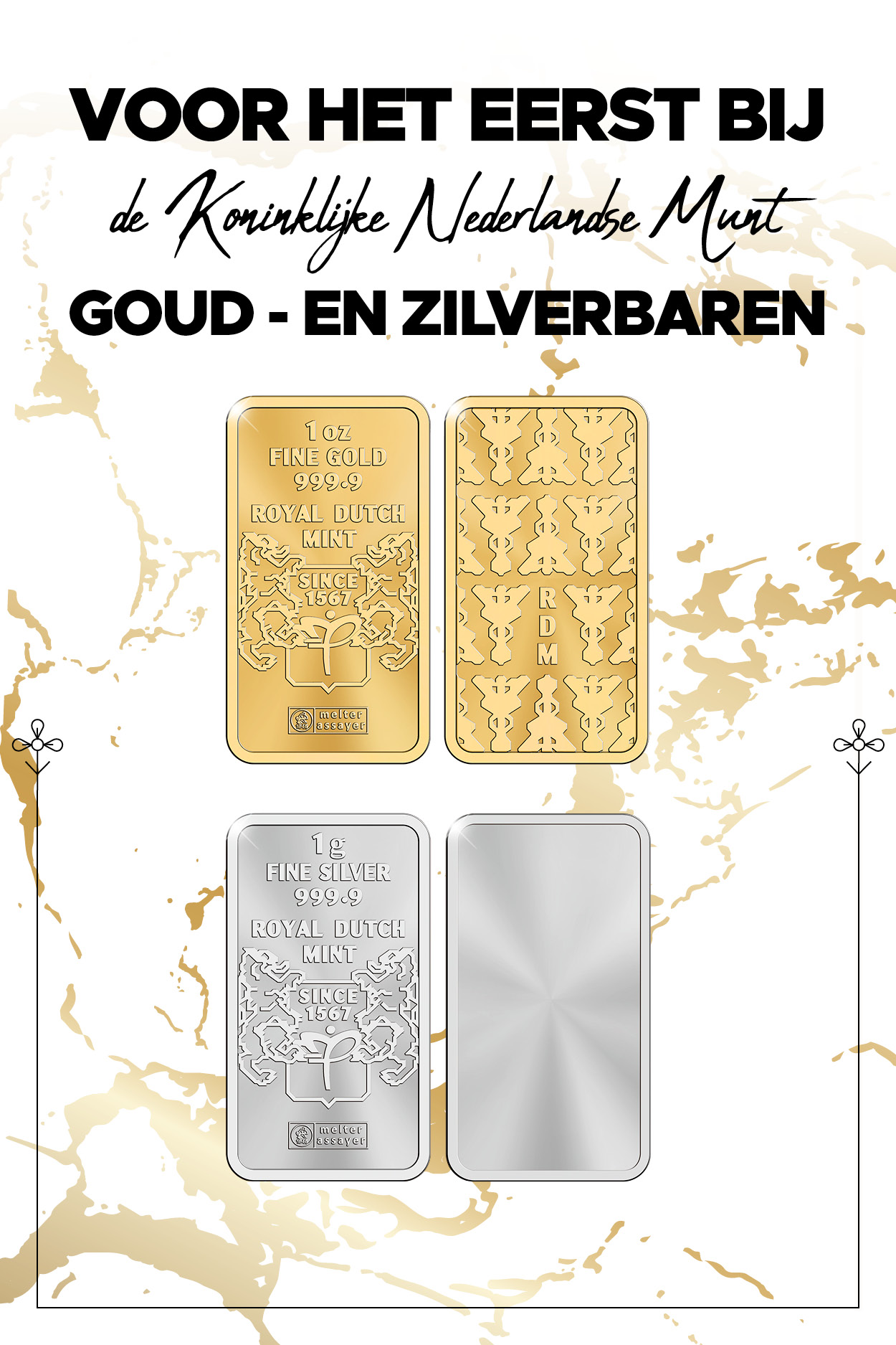 Voor het eerst bij de Koninklijke Nederlandse Munt Goud en Zilverbaren