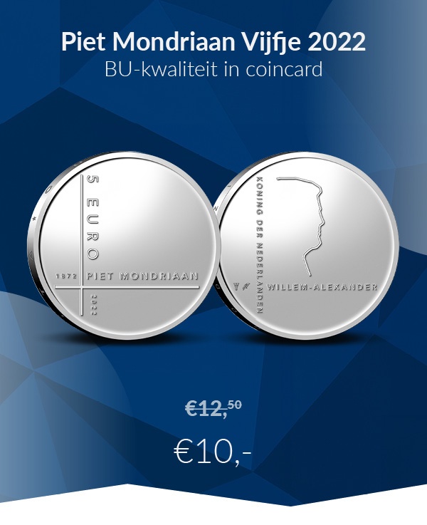 Piet Mondriaan Vijfje 2022 BU-kwaliteit in coincard