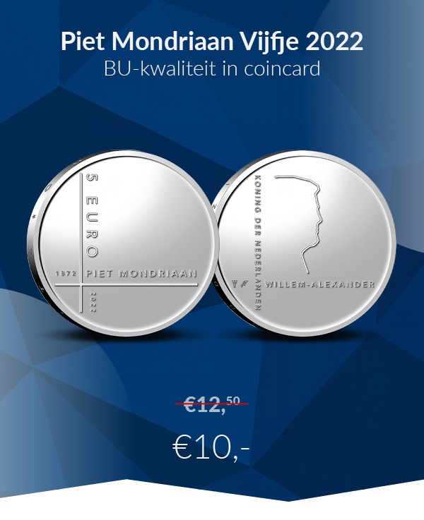 Piet Mondriaan Vijfje 2022 BU-kwaliteit in coincard