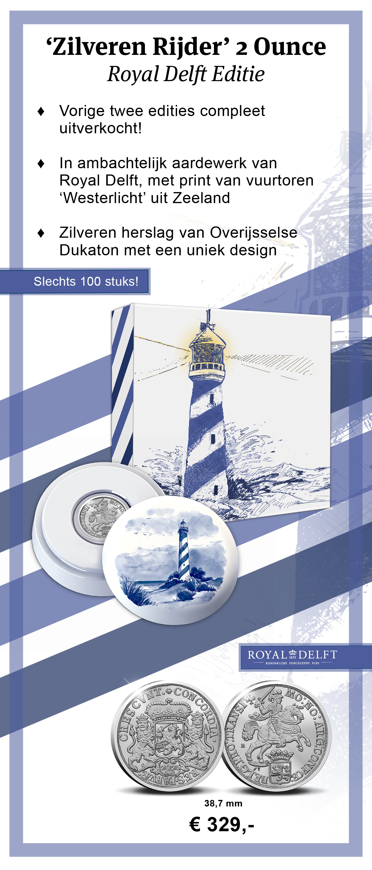 ‘Zilveren Rijder’ 2 Ounce – Royal Delft Editie