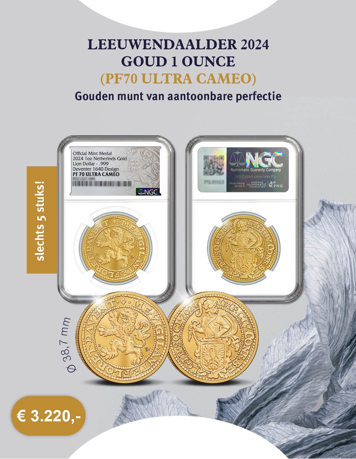 Leeuwendaalder 2024 Goud 1 ounce (PF70 Ultra Cameo)