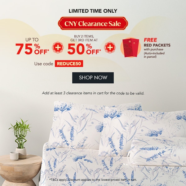 Buy 2 Clearance items, Get 3rd item at 50% OFF (on the lowest value item). Use code REDUCE50 Free Red Packets with every purchase