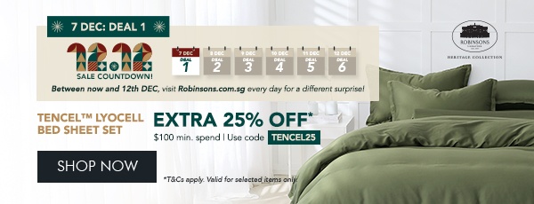 Extra 25% OFF* Tencel Lyocell Bed Set $100 min. spend. Use code TENCEL25