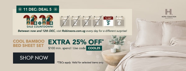 Extra 25% OFF* Cool Bamboo Bed Set $100 min. spend. Use code COOL25