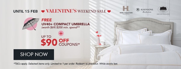  $35 OFF* $150 min. spend. Use code RB35 $60 OFF* $250 min. spend. Use code RB60 $90 OFF* $350 min. spend. Use code RB90 FREE UV40+ Compact Umbrella – Min. $200 spend 