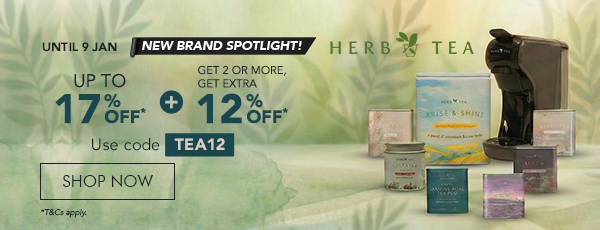  Herbal x Tea New Brand Spotlight Up to 17% Off* + Get 2 or more, Get Extra 12% Off* Use code TEA12