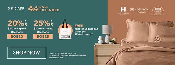 20% OFF* $150 min spend. Use code ROB20 25% OFF* $200 min. spend. Use code ROB25