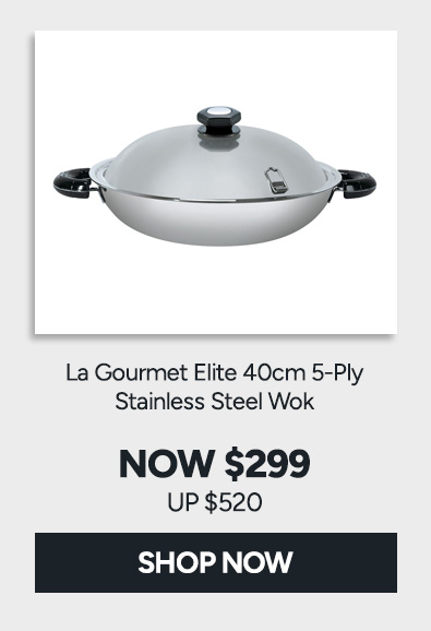 La Gourmet Elite 40cm 5-Ply Stainless Steel Wok