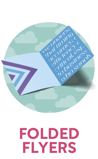 Folded flyer against cloud background.