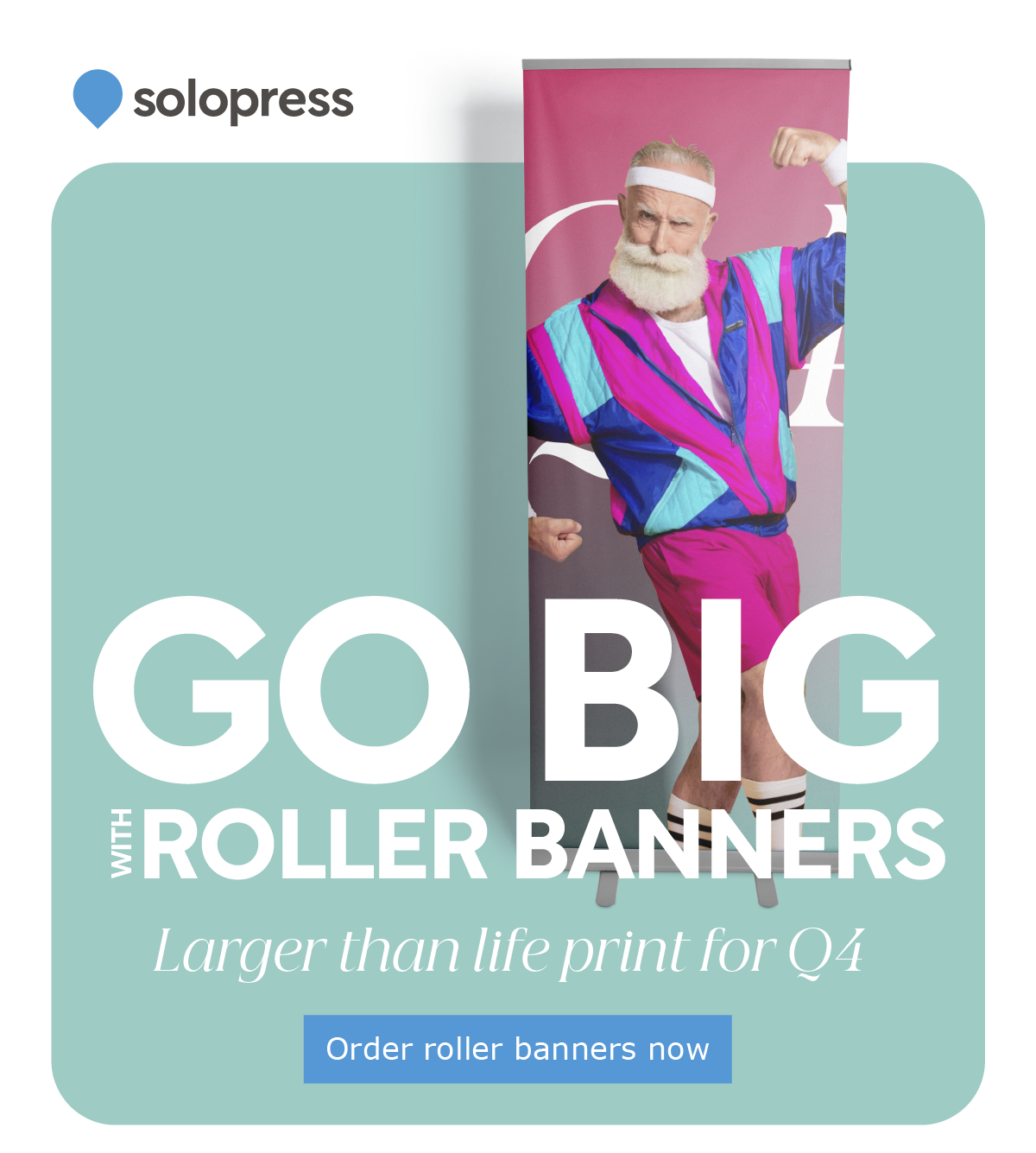 Banner with colorful outfit flex photo.