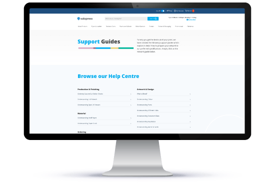Computer screen showing support guides page.
