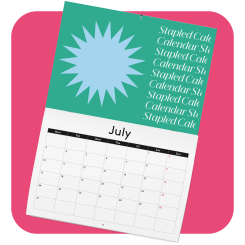 July calendar page with decorative design.
