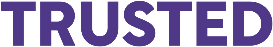 Bold purple text spelling 'TRUSTED'.