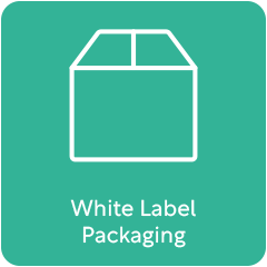 Icon of a box labeled 'White Label Packaging'.