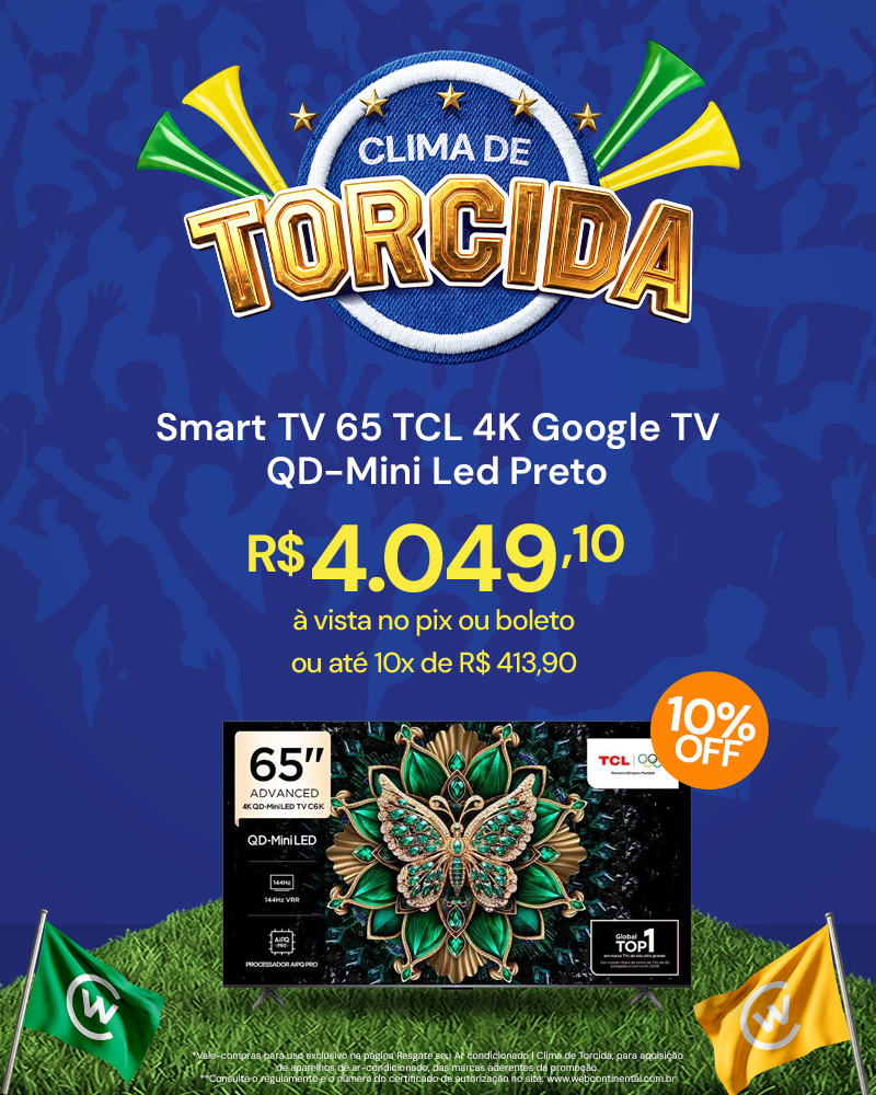 Smart TV 65 TCL 65C6K 4K QD-Mini Led 144Hz Com Sistema Oper Preto