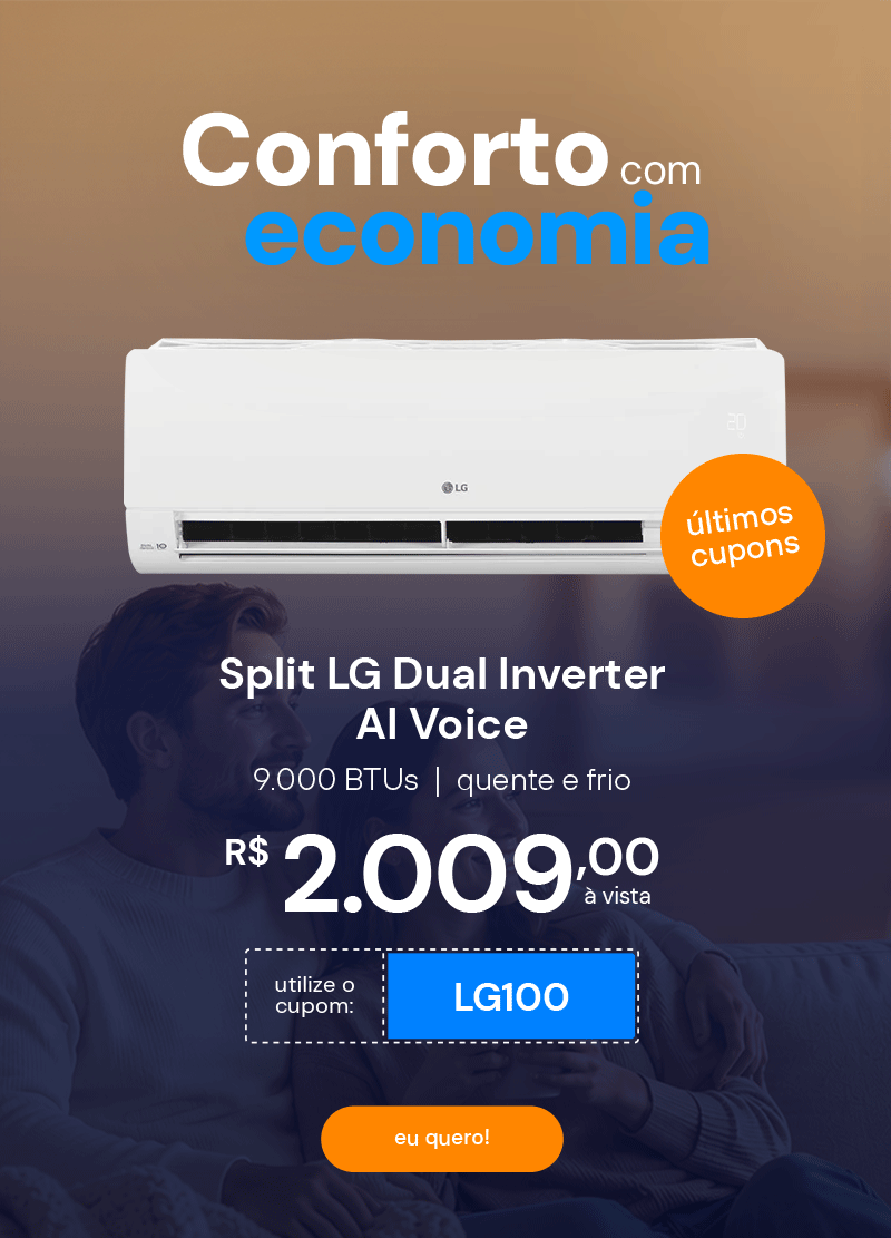 Ar Condicionado LG DUAL Inverter AI Voice 9000 BTUs Quente e Frio 220V S3-W09AA31E
