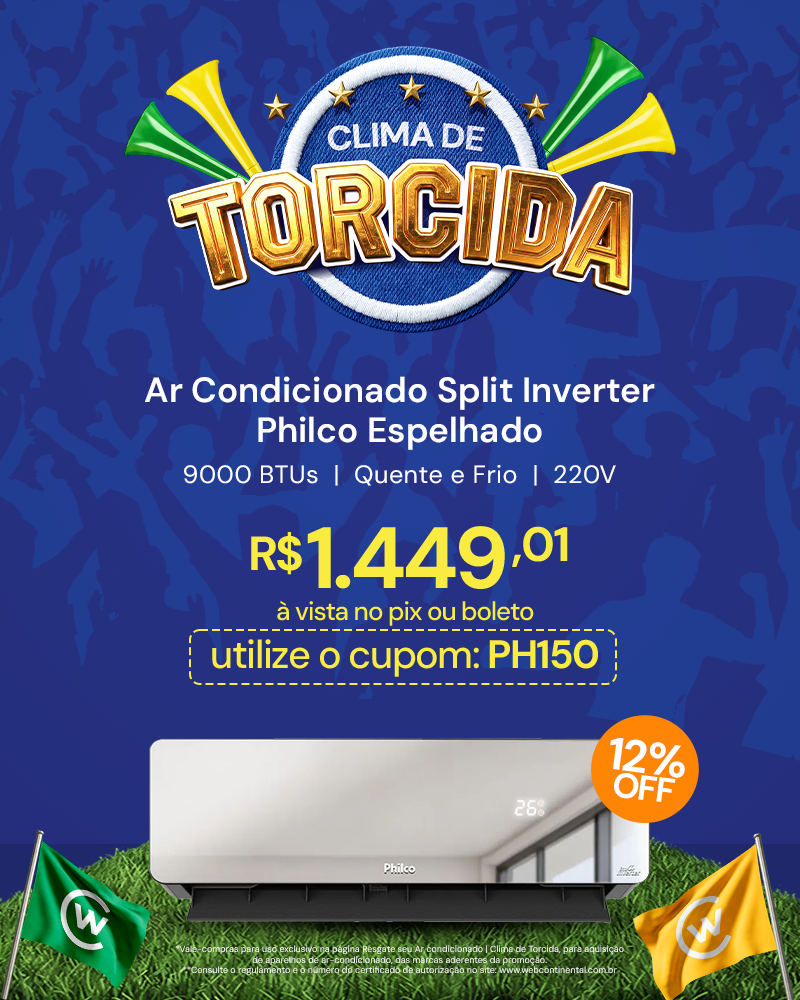 Ar Condicionado Split Inverter Philco PAC9QG Espelhado 9000 BTUs Quente e Frio 220V