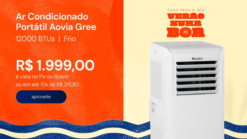 Ar Condicionado Portátil Aovia Gree 12000 BTUS R32 Frio 127V GPC12AP-A6NNA1A