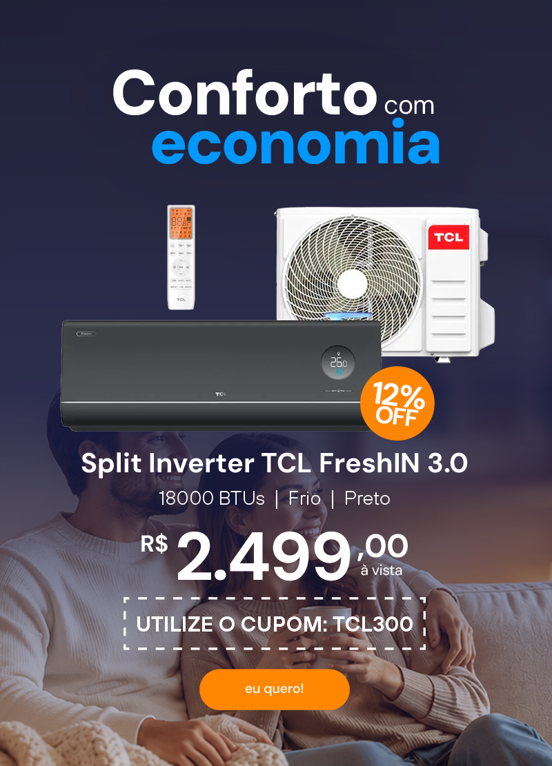 Ar Condicionado Split Inverter TCL FreshIN 3.0 18000 BTUs Frio Preto 220V TAC-18CFG3B-INV