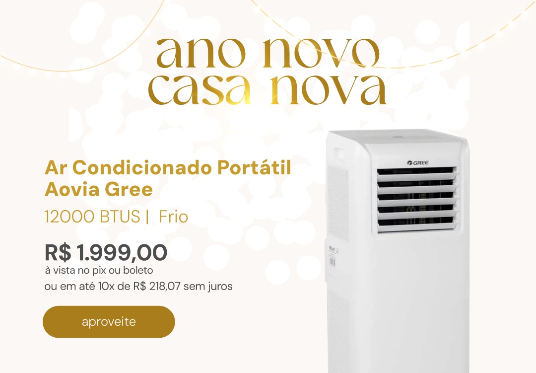 Ar Condicionado Portátil Aovia Gree 12000 BTUS R32 Frio 127V GPC12AP-A6NNA1A