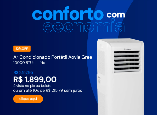 Ar Condicionado Portátil Aovia Gree 10000 BTUs R32 Frio 127V GPC10AP-A6NNA1A