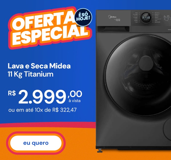 Lavadora de Roupas Lava e Seca Midea 11 Kg Titanium MF201D110WB-GK-01
