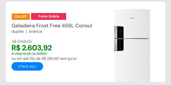 Geladeira Frost Free 455L Duplex Branca Consul CRM56MB