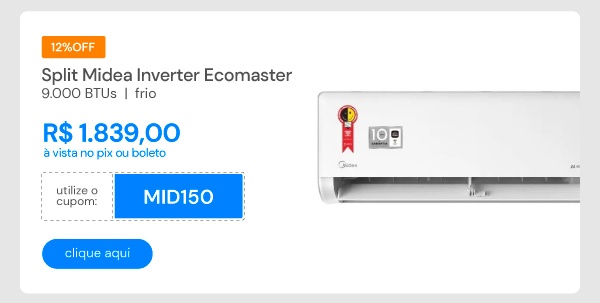 Ar Condicionado Split Inverter Midea AI Ecomaster 9000 BTUs Frio 220V 38EZVCA09M5