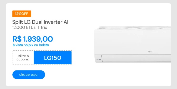 Ar Condicionado Split HW LG AI Smart Inverter Voice 12000 BTUs Frio 220V S3-Q12JA31E