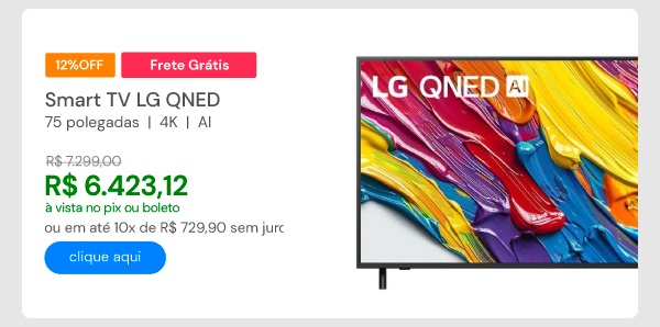 Smart TV LG QNED AI QNED82 75 Polegadas 75QNED82ASG Bivolt