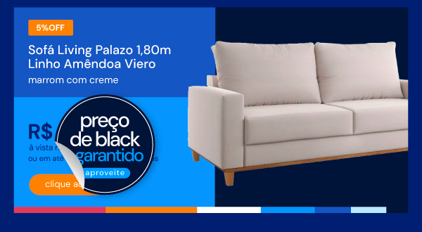 Sofá Living Palazo 1,80m Linho Amêndoa Viero Marrom Com Creme