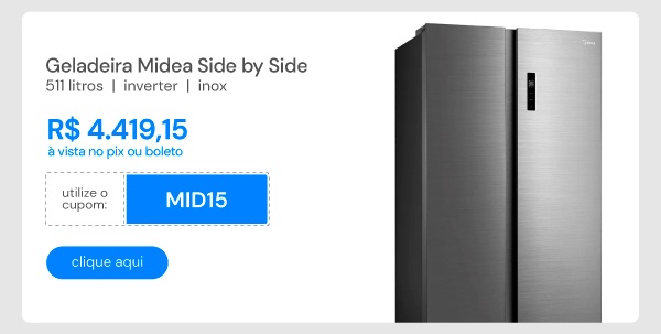 Geladeira Midea Side by Side Inverter Inox Conectada 511L MD-RS710FGD46