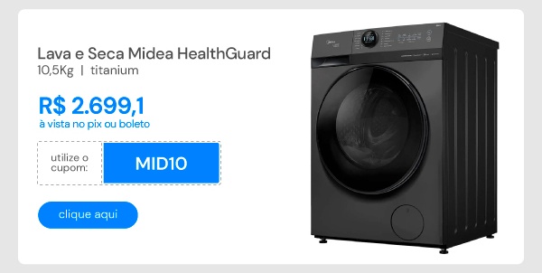Lava e Seca Midea 10,5KG HealthGuard Titanium Conectada MF200D105WB/GK-0