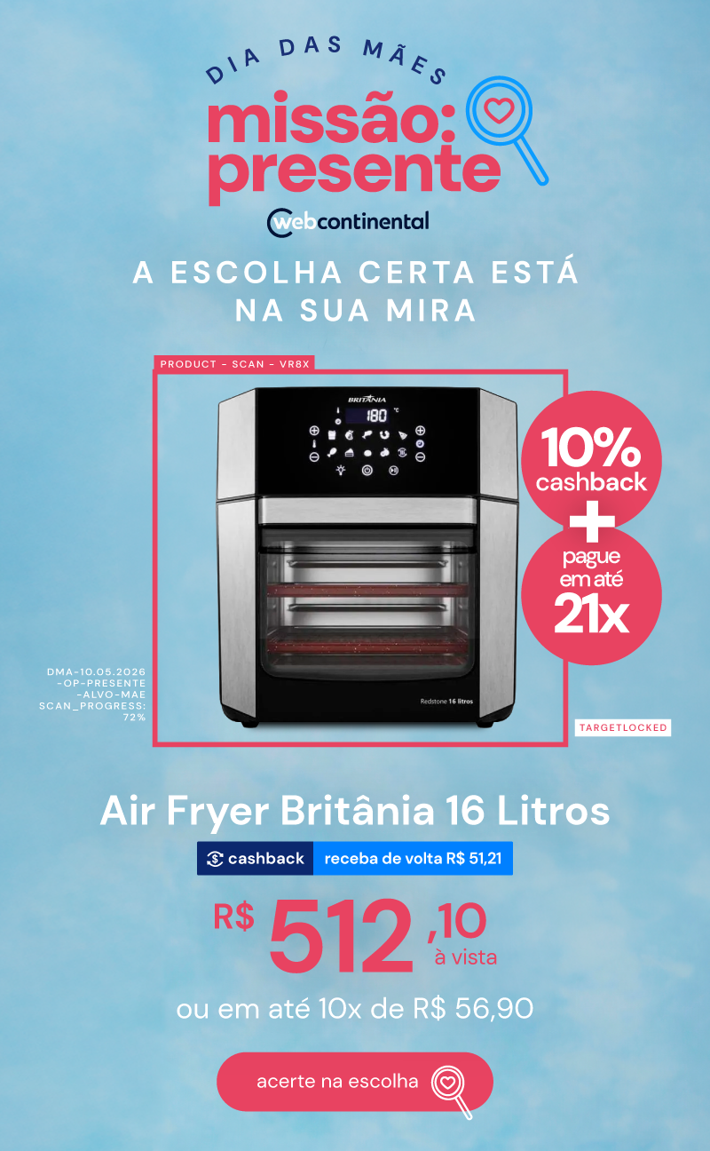 Fritadeira Elétrica Air Fryer Britânia BAF16A 16L com Timer Digital Função Desidratar Preto 110V